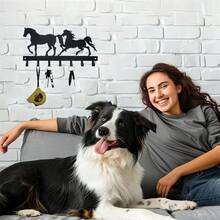 1 Pc Wall Decoration Hanging Hook, Double Horse Head Wall Hanging Hook Art Decor - Key Hook Rack - Clothes Hat Rack And Backpack Hook - Suitable For Storage, Living Room, Corridor, Office Warm Home Decor