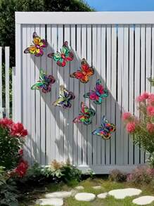 8pcs Metal Butterfly Wall Art Decor, Suitable For Garden, Fence, Wall, Yard, Balcony Hanging Decoration, Valentine's Day, Wedding Party, Outdoor Wall Decor