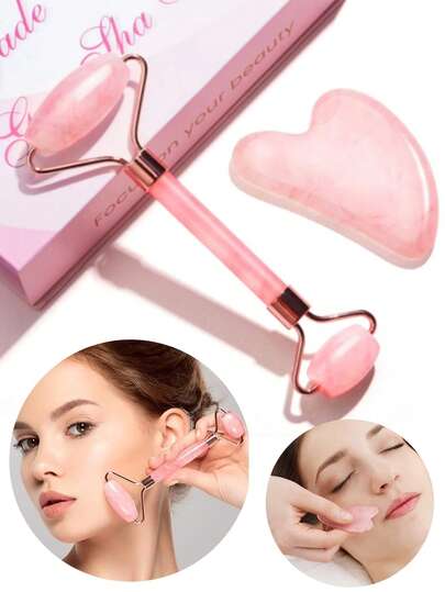 Zestaw 2 wałków masujących z żywicy, wałek masujący z podwójną głowicą + deska do skrobania, kijek do masażu oczu i twarzy, deska do masażu twarzy, zestaw do masażu twarzy, masażer z podwójną głowicą, deska do skrobania trójkątna, narzędzie do masażu ciała, szkoła, powrót do szkoły, podróże, niezbędne rzeczy w podróży, niezbędne rzeczy w domu, spa, narzędzie do masażu, masaż, masażer, spa