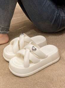 Damen Ultra-weiche EVA leichte & bequeme Zehentrenner Sandalen, einfarbig 7cm Plateau, geeignet für Teenager, Schwarz, Sommer