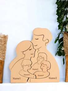 Puzzle familial en bois, cadeau de Noël personnalisé, puzzle familial en bois personnalisé avec 2 à 5 noms de famille, nous sommes des cadeaux de puzzle de noms de membres de la famille personnalisés pour la maison, cadeau idéal pour la fête des mères, la fête des pères, le réchauffe-maison, cadeau unique pour maman et papa, fournitures de cadeaux de Noël - Camel - Voir 10