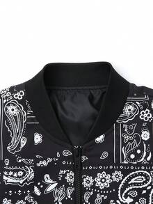 Plus Size Men's Casual Lightweight Jacket, Cashew Flower All Over Print, Spring Autumn, Loose Fit For Tall Men