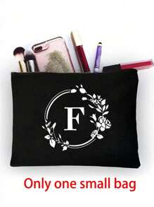 1/2 pezzi Borsa shopping tela con stampa lettere iniziali dalla A alla Z, con borsa portaoggetti cosmetici inclusa, borsa personalizzata, grande capacità, adatto per matrimoni, compleanni, spiaggia, vacanze, scuola, ottimo regalo per donne, mamme, insegnanti, amiche, damigelle d'onore, studenti, borsa grande. Borsa casual capiente e portatile, adatta per lo shopping multifunzionale