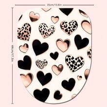 1/4pcs Heart Themed Black & Gold Bathroom Curtain Set, Including Bath Mat, U-Shaped Toilet Lid Cover, Waterproof Shower Curtain, Stylish Bathroom Decor, Modern Bathroom Partition Curtain, No Drilling Required, Washable Polyester Bathroom Accessories Back To School