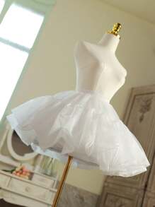 1pc Versatile Two-Layer Elastic Mesh Lolita Skirt Hoop, White/Black, Soft Chiffon Underskirt, Lolita/Cosplay Accessories