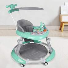 Lauflernwagen mit abnehmbarem Verdeck, Lauflernwagen, 5-fach höhenverstellbar, Lauflernwagen mit hoher Rückenlehne, faltbar, Kinder ab 6 Monaten, Spieltisch