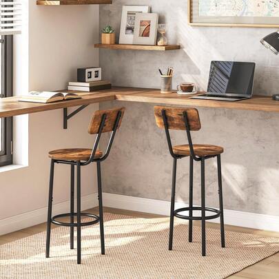 Bar Stools Set Of 2, Breakfast Bar Stools, Kitchen Stools With Backs And Footrest, High Bar Chairs For Dining Room, Party