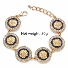 6-Piece Lion Head Enamel Chain Cuff Bracelet - Gold Plated Bold Link For Women Street Style