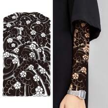 1 片大号半袖草本临时纹身贴纸，防水持久花卉手臂纹身 - 黑色 - 查看 1