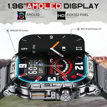EIGIIS Reloj inteligente para hombres con brújula (responder/marcar llamada) pantalla AMOLED siempre activa de 1.96", reloj inteligente resistente para exteriores con monitoreo de sueño, monitor de actividad física para Android e iOS