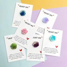 1/6pcs Creative Fashion DIY Glitter Rose Flower Heart Pocket Hug Greeting Cards, Holiday Cards, Encouragement Cards, Desktop Decor, Confession Gift, For Teachers, Classmates, Family, Friends, Lovers, Suitable For Holidays, Theme Parties, Birthday Parties, Team Building Small Gifts
