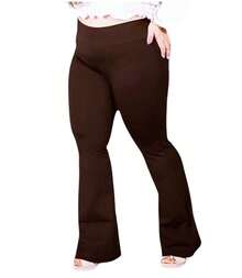 Flare Leggings Plus Size Bell Bottom Thick Ballerina Zero Transparency High Waist - Rust Brown - View 3