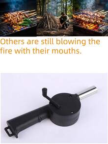 1pc Hand Operated Barbeque Bellows, Charcoal Grill Blower Tool For BBQ - Black - View 6