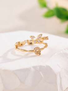 1buc auriu, elegant, lux, la modă, personalizat, cu 26 de litere, design fluture, inel de femeie, ca cadou pentru prieteni, surori, mame, soții, iubite pentru vacanță, ziua de naștere, aniversare, Crăciun