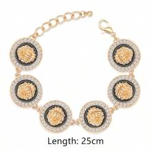 6-Piece Lion Head Enamel Chain Cuff Bracelet - Gold Plated Bold Link For Women Street Style