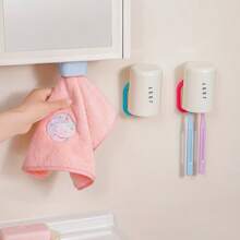 1/2/4pcs No Drill Hanging Towel Holders, Convenient Rag Storage Clips, Soft Material, Fits Cabinets, Wardrobes, Bathrooms, For Hanging Towels, Washcloths, Rags And Gloves, Practical Kitchen & Bathroom Accessory