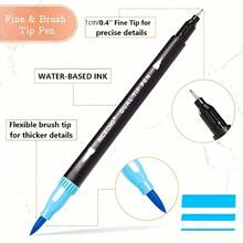 60 Colors (CD Packaging)Dual Brush Painting Watercolor Pens& Art Markers Set , Art Special Hook Line Pen Set , Plastic Material, Flexible Brush & Fine Tip, For Adult Coloring, Sketching, Stationery,Christmas & Halloween&Easter Gifts, School Supplies,Back To School