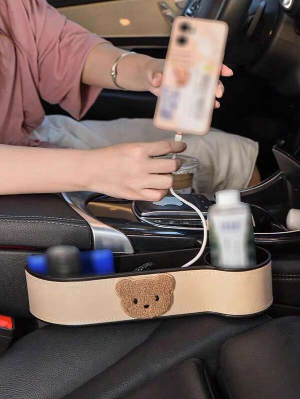 Simpatica scatola di stoccaggio per la fessura del sedile dell'auto a tema cartone animato, accessori interni per auto a funzione multipla e creativa, organizer per auto