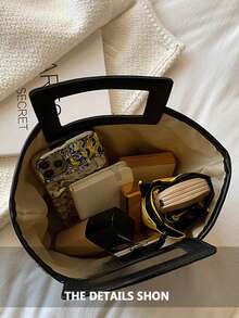 1pc Personalized Embroidered Straw Beach Bag For Women, Vacation Style Woven Handbag, Waterproof Large Capacity Beach Holiday Tote, Poolside Party Portable Storage Bag, Customized Grass Weaving Bag For Summer Gift For Friends And Family, Suitable For Daily Use - Multicolor - View 3