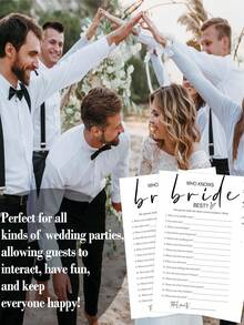 12set/4set/1set - 2025 - Jocuri de duș de nuntă cu tematică albă, Mire spune Jocuri de mireasă, Cărți de sfaturi pentru nuntă, Jocuri de nuntă de recepție, Mire Mire Nuntă Rechizite pentru petrecerea de logodnă a burlacilor - Cu plicuri - alb - Vizualizare 3