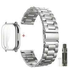 Hülle + Edelstahl Metalarmband kompatibel mit Redmi Watch 5 Active Band, TPU weiche Hülle Bildschirmschutz kompatibel mit Redmi Watch 5 Lite Metallarmband
