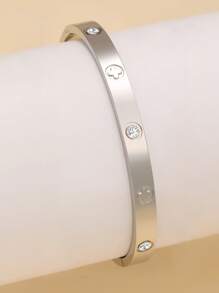 Ensemble de bracelets et de joncs vintage élégants en acier inoxydable avec fleur en zircone. Convient pour un port quotidien pour femmes