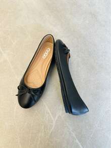 Fashionable Versatile Casual Simple All-Match Bow Flats - Black - View 5