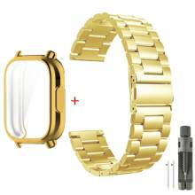 Hülle + Edelstahl Metalarmband kompatibel mit Redmi Watch 5 Active Band, TPU weiche Hülle Bildschirmschutz kompatibel mit Redmi Watch 5 Lite Metallarmband