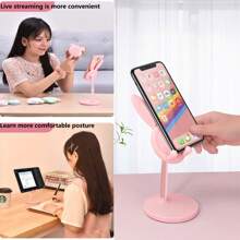 1-Piece Creative Cartoon Mobile Phone Bracket, Cute Cartoon Rabbit Bear Little Yellow Duck Flat Universal Mobile Phone Desktop Bracket Adjustable Telescopic Lifting Slouchy Bracket, Gifts For Children And Girlfriends, Birthday Gifts For Women, Valentine's Day Gifts. Suitable For Desktops
