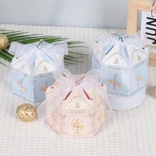 10PCS Najlepsze życzenia Elegancki Jednorożec Cukierki Torba, Weselne Przyjęcie Pudełko Upominkowe Z Wstążką Torby Prezentowe Czekoladowe Cukierki Opakowania Pudełka Prezentowe, Seria Karuzeli Urodzinowe Przyjęcie Pamięć, Pojedyncze Przyjęcie