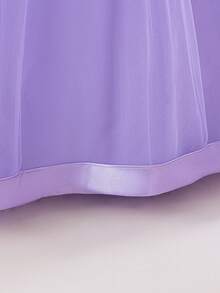 Tween Girls Spaghetti Strap Bow Applique Tulle Elegant Piano Recital Dress, Suitable For Birthday Party, Excluding Headband - Mauve Purple - View 7