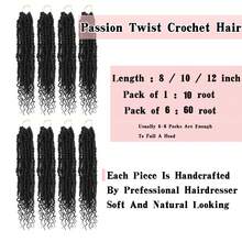 1-6 Packs Passion Twist Crochet Hair Pre Twisted Passion Twist Hair Bohemian Pre-Looped Crochet Braids - Multicolor - View 4