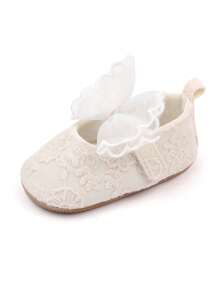 Zapatos para bebé blancos YIBUBU, zapatos de princesa para bebé, zapatos de niña bebé, diseño exquisito con lazo, suela blanda con función antideslizante, zapatos planos para recién nacidos
