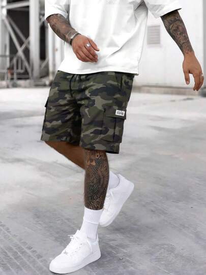 بنطلونات شورت كاركو رجالية ، صيفية رقيقة عادية فضفاضة الحجم خمس جيوب بطراز الشارع