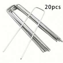 20/50pcs Galvanized Steel Outdoor Turf Ground Nails, U-Shaped Ground Nails, Anti-Grass Cloth Garden Ground Nails, Insert Soil Fence U-Shaped Fixer
