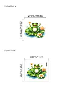 mama look 1 pièce Trou de regard 3D classique et amusant de chien naïf, grenouille souriante adorable fleur de lotus, papillon, rose tennis faux perles, cage d'oiseau de branche d'arbre fleur, autocollant mural décoratif pour salle de bain, papier peint PVC amovible