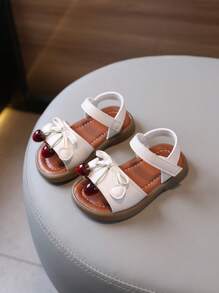 1 Pair Girls Bowknot Flat Sandals, Classic Fashion PU Lace-Up Lightweight Cute Infant/Toddler Sandals For Spring/Summer/Autumn/Winter