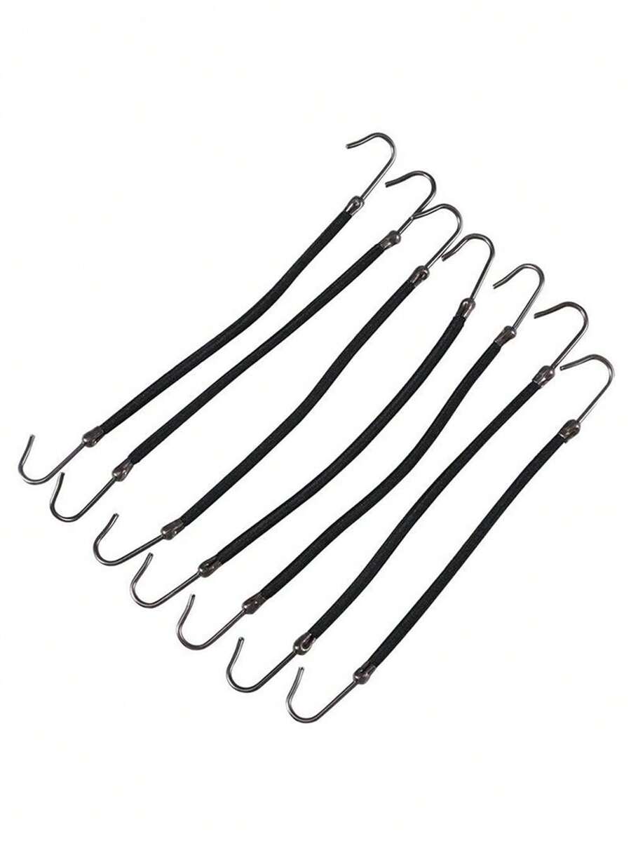 6pcs Double Hook Elastic Rope Latin Dance Hairdressing Special Rubber Band Double Head With Hook Competition Combing Hair High Elastic Two Ends With Hook - Multicolor - View 1