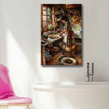 Wrapped Framed Canvas Wall Art, Vintage Prints Poster, Country Style Mexican Kitchen Print, Mexican Restaurant Decor, Home Living Room Bedroom Ofice Wall Decor, Birthday Party Decor, Hanging Hardware Included - Framed, Vertical - Framed Canvas - View 6