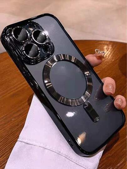 1pc Glossy Electroplated Magnetic Lens Protective Case, Compatible With IPhone 11 12 13 14 15 16 Pro Pro Max, Galaxy A54 S22 S23 S24 S25 Ultra, A54, A55, A16, S20P, S20U, Note10, Note20U, A36, A35, A34, S26, A25, A24, A15, A14, A06, A05, A05S, Supports Wireless Charging