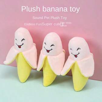 1pc Yellow Plush Banana Shaped Dog/Cat Squeaky Toy, Suitable For Indoor/Outdoor Playing And Chewing