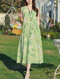 New Summer Casual Printed Elegant Mid-Length Women Dress