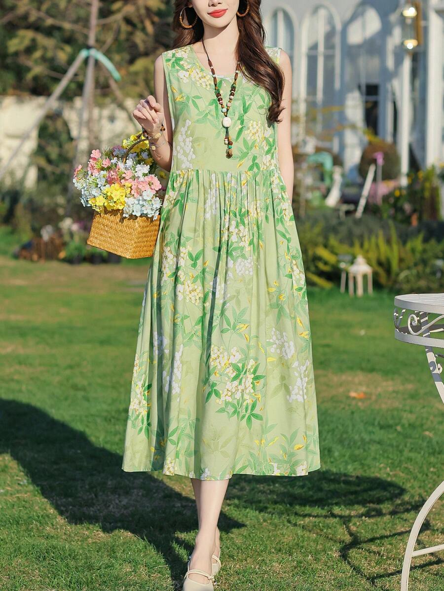 New Summer Casual Printed Elegant Mid-Length Women Dress