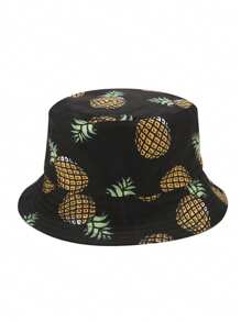 قبعة دلو صيفية للرجال وجهين بطباعة الأناناس، قبعة شمس للخارج عادية