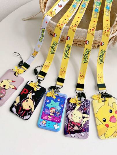 غطاء بطاقة بحبل طويل بشكل كرتوني, سهل السحب, غلاف لبطاقة وجبة الطلاب وبطاقات التحكم في الوصول وبطاقات النقل والمفاتيح