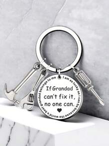 1pc Stainless Steel Keychain - "Nothing Grandpa Can't Fix", Thoughtful Gift