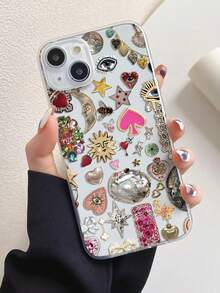 1 carcasă moale TPU anti-zgârieturi cu design Lună și Soare, compatibilă cu 7Plus/8Plus/16/16PLUS/16PRO/16PROMAX/XR/XSMAX/11/11Pro/11ProMax/12/12Pro/12ProMax/13/13Pro/13ProMax/14/14Pro/14Plus/14ProMax/15/15Pro/15Plus/15ProMax, la modă/de înaltă calitate/drăguță/la modă, impermeabilă, rezistentă la șocuri și căderi