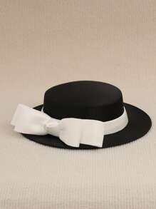 Women's Elegant Church Hat, French Fashion Hat, Bridal Mini Hat, British Style Hat, Lady's Fascinator Hat, Retro Hat, Bow Hat, Birthday Party Headdress, Party Dress Hat, Black Hat, Racing Hat, Formal Dress Hat, Large Hat