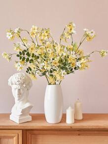 1 Branch Artificial Flowers Silk Flowers With Long Stems, Fake Flowers Bulk Fake Babys Breath, Yellow Flowers For Tall Vase Outdoor Garden Wedding Party Home Table Centerpiece