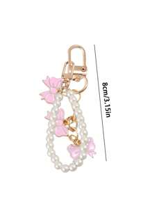 Elegant Bow Pendant With Pearl Pendant, Keychain Accessories Cute Keychain, Girls Wallet Bag Accessories, Perfect For Phone Cases, Cameras, Bags And Keychains,Going Out Clothing Accessories, Party Accessories, Gifts, Souvenirs,Gifts For Friends, Family, Girlfriends,Mother's Day Gift